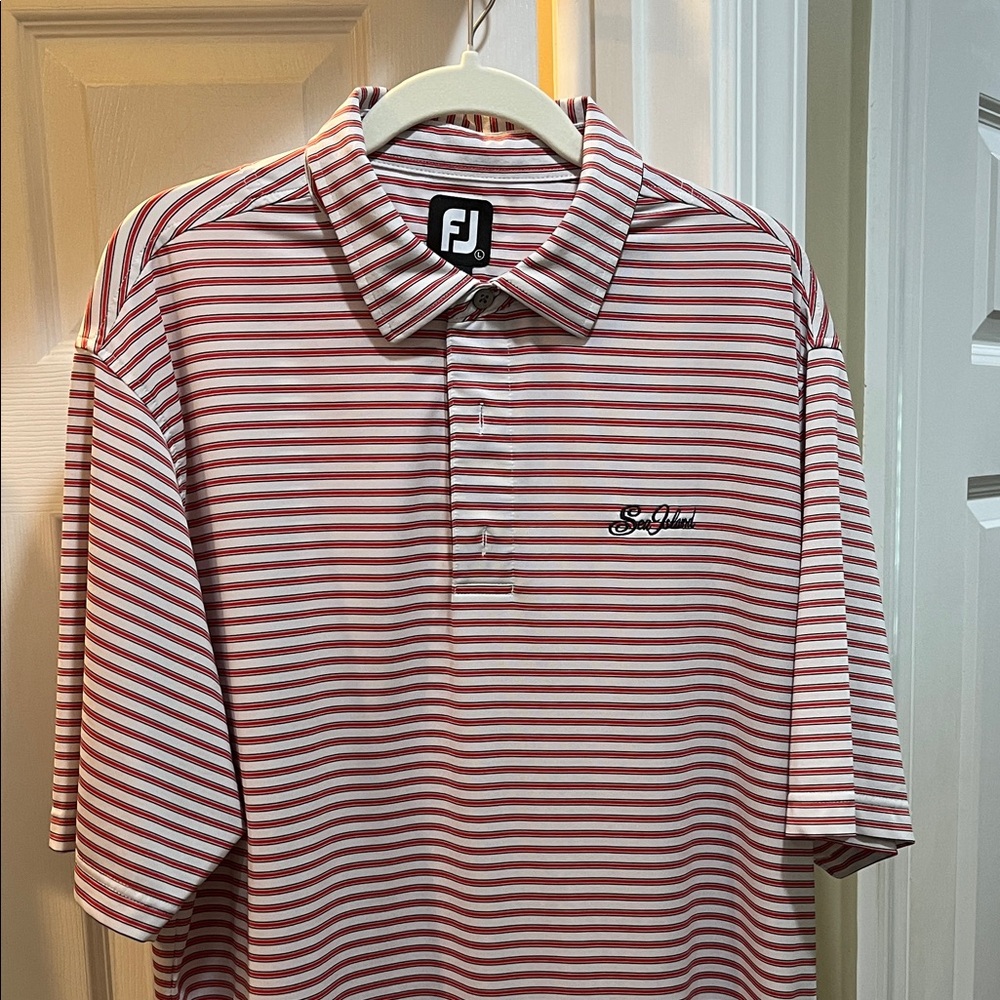 FootJoy Men's Polo Shirt in Red and White Stripes